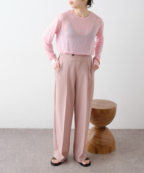 Omekashi（オメカシ）の「センタープレスタックパンツ2（スラックス・レディース・ブラック/ピンク/イエロー/ベージュ/ブルー・36/38）」の11枚目の写真