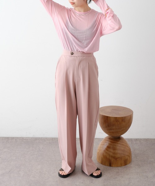 Omekashi（オメカシ）の「センタープレスタックパンツ2（スラックス・レディース・ブラック/ピンク/イエロー/ベージュ/ブルー・36/38）」の13枚目の写真