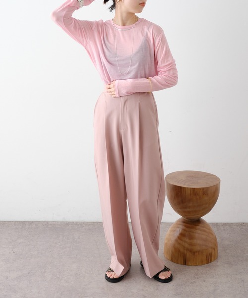 Omekashi（オメカシ）の「センタープレスタックパンツ2（スラックス・レディース・ブラック/ピンク/イエロー/ベージュ/ブルー・36/38）」の14枚目の写真