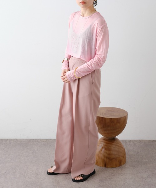 Omekashi（オメカシ）の「センタープレスタックパンツ2（スラックス・レディース・ブラック/ピンク/イエロー/ベージュ/ブルー・36/38）」の15枚目の写真