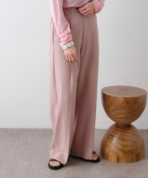 Omekashi（オメカシ）の「センタープレスタックパンツ2（スラックス・レディース・ブラック/ピンク/イエロー/ベージュ/ブルー・36/38）」の8枚目の写真