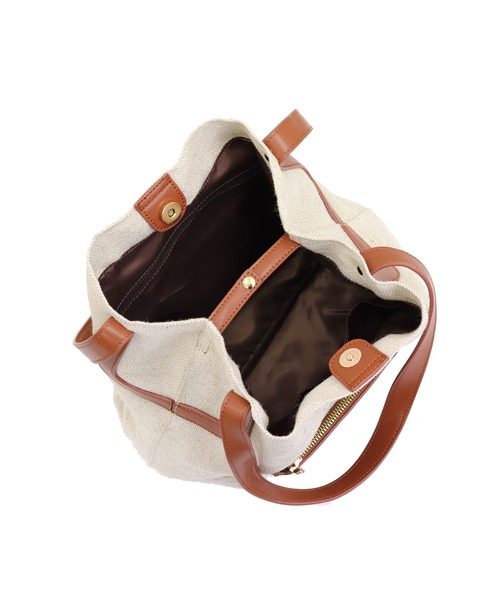 T・S・L（ティーエスエル）の「ハンプ×合皮バケツ型トートバッグ（トートバッグ・レディース・ミント/イエロー/ブラウン/ブラック・FREE）」の8枚目の写真