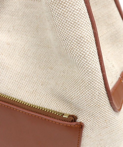 T・S・L（ティーエスエル）の「ハンプ×合皮バケツ型トートバッグ（トートバッグ・レディース・ミント/イエロー/ブラウン/ブラック・FREE）」の6枚目の写真