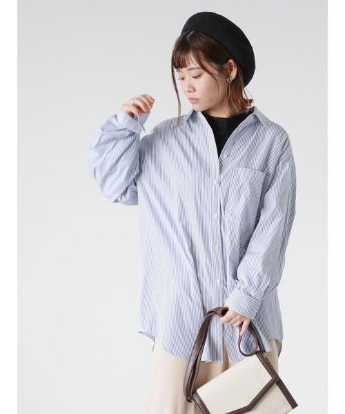 ehka sopo（エヘカソポ）の「ストライプビッグシャツ（シャツ/ブラウス・レディース・ブルー/グリーン/グレー・ﾌﾘ-）」の10枚目の写真
