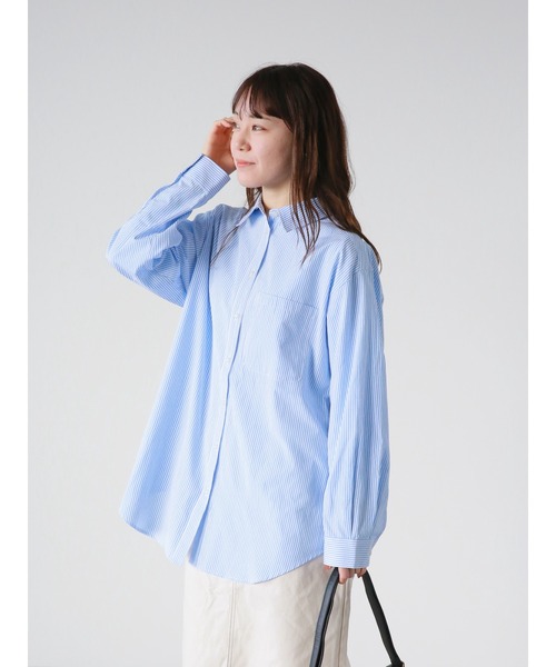 ehka sopo（エヘカソポ）の「ストライプビッグシャツ（シャツ/ブラウス・レディース・ブルー/グリーン/グレー・ﾌﾘ-）」の3枚目の写真