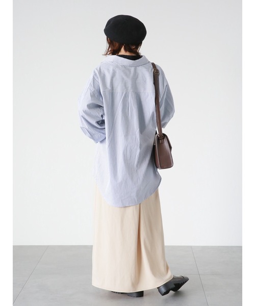 ehka sopo（エヘカソポ）の「ストライプビッグシャツ（シャツ/ブラウス・レディース・ブルー/グリーン/グレー・ﾌﾘ-）」の4枚目の写真