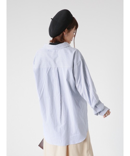 ehka sopo（エヘカソポ）の「ストライプビッグシャツ（シャツ/ブラウス・レディース・ブルー/グリーン/グレー・ﾌﾘ-）」の14枚目の写真