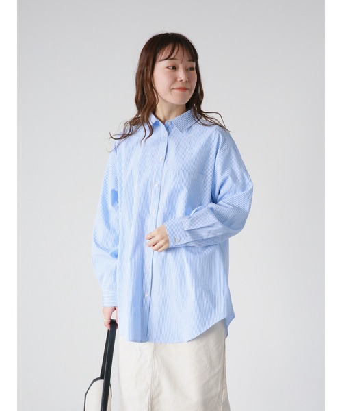 ehka sopo（エヘカソポ）の「ストライプビッグシャツ（シャツ/ブラウス・レディース・ブルー/グリーン/グレー・ﾌﾘ-）」の6枚目の写真