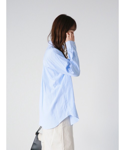 ehka sopo（エヘカソポ）の「ストライプビッグシャツ（シャツ/ブラウス・レディース・ブルー/グリーン/グレー・ﾌﾘ-）」の13枚目の写真