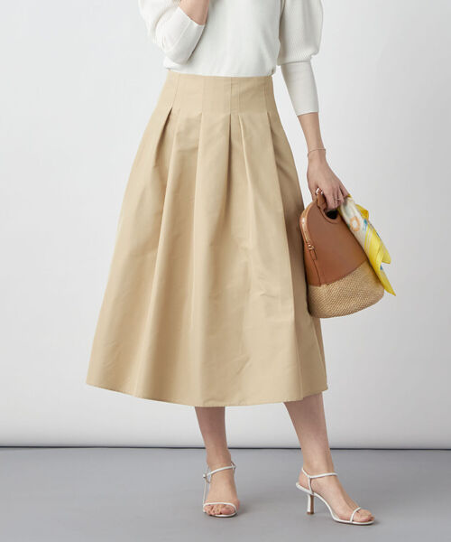 NOLLEY’S Sophi（ノーリーズソフィ）の「ウォッシャブルタフタランダムタックスカート（スカート・レディース・ベージュ/ネイビー/オフホワイト・38/36/34）」の2枚目の写真