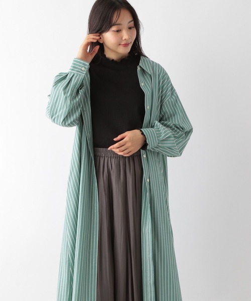 セール】お手入れらくらくボリュームシャツワンピース/163808