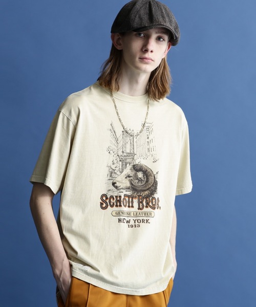 【セール】Schott/ショット/SS T-SHIRT 'SHEEP IN NEW YORK'/'シープ イン ザ ニューヨーク' Tシャツ（Tシャツ/カットソー）｜schott（ショット）