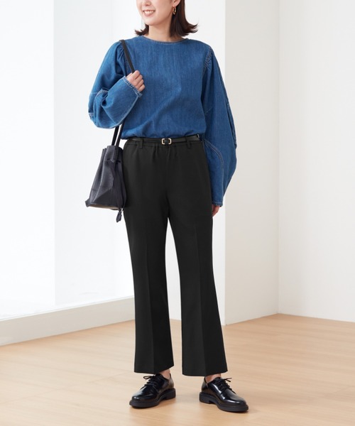 Tuche（トゥシェ）の「Tuche/トゥシェ フレアパンツ 無地（その他パンツ・レディース・ブラック/ブルー/オフホワイト・MEDIUM/LARGE）」の2枚目の写真