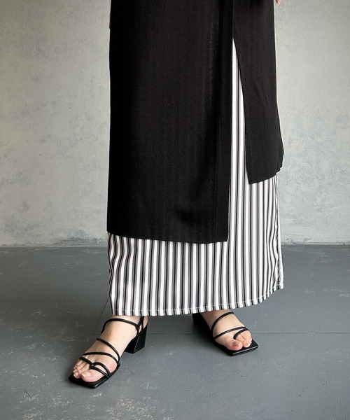 &g'aime（アンジェム）の「【&g’aime】アシンメトリーシアーロングニットチュニック（ニット/セーター・レディース・グレイッシュベージュ/ブラック/グリーン・FREE）」の10枚目の写真