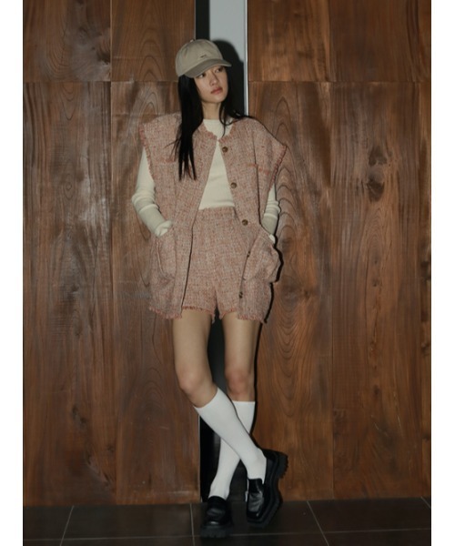 AMAIL（アマイル）の「Tweed cutting pants（その他パンツ・レディース・ブラック/ピンク・FREE）」の6枚目の写真