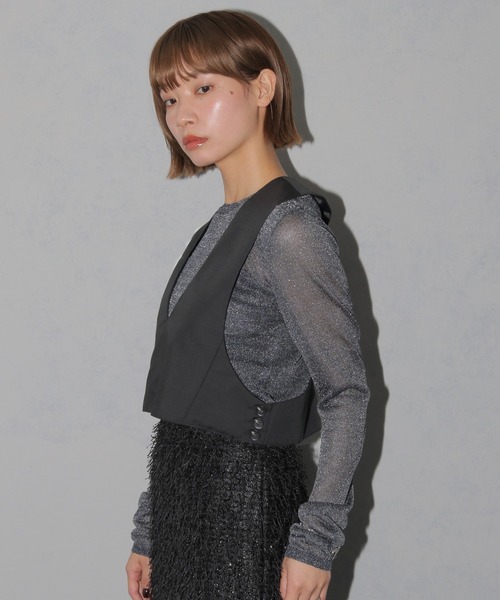 セール】【cheriella】WEB限定カーブカットショートベスト