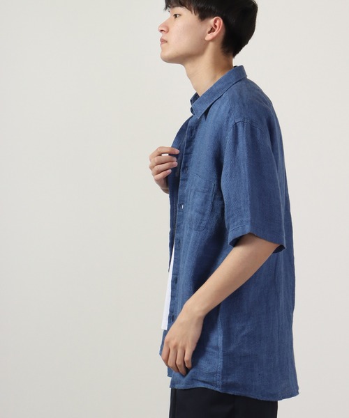 many men many mind(メニーメンメニーマインド)の「Many men many minds リネンパナマショートスリーブシャツ 半袖(シャツ/ブラウス・メンズ・ネイビー/ベージュ/ホワイト/サックスブルー系・M/L/XL)」の21枚目の写真