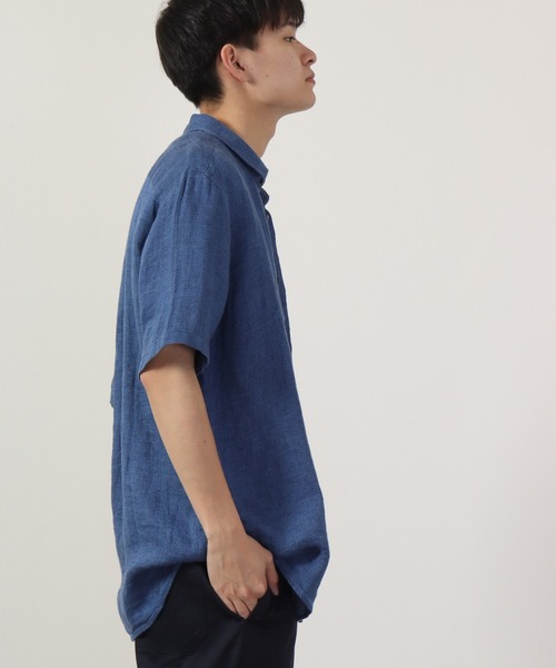 many men many mind(メニーメンメニーマインド)の「Many men many minds リネンパナマショートスリーブシャツ 半袖(シャツ/ブラウス・メンズ・ネイビー/ベージュ/ホワイト/サックスブルー系・M/L/XL)」の22枚目の写真