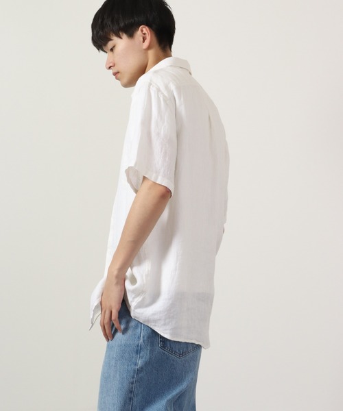 many men many mind(メニーメンメニーマインド)の「Many men many minds リネンパナマショートスリーブシャツ 半袖(シャツ/ブラウス・メンズ・ネイビー/ベージュ/ホワイト/サックスブルー系・M/L/XL)」の10枚目の写真
