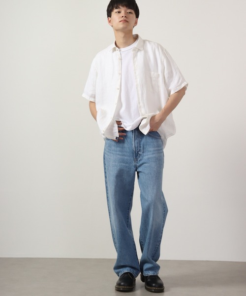 many men many mind(メニーメンメニーマインド)の「Many men many minds リネンパナマショートスリーブシャツ 半袖(シャツ/ブラウス・メンズ・ネイビー/ベージュ/ホワイト/サックスブルー系・M/L/XL)」の12枚目の写真