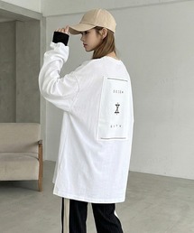 DECEMラベル配色ビッグ長袖Tシャツオーバーサイズ