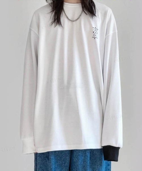 Dalfwin（ダールフィン）の「DECEMラベル配色ビッグ長袖Tシャツオーバーサイズ（Tシャツ/カットソー・レディース・ホワイト/ブラック・FREE）」の18枚目の写真