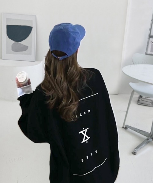 Dalfwin（ダールフィン）の「DECEMラベル配色ビッグ長袖Tシャツオーバーサイズ（Tシャツ/カットソー・レディース・ホワイト/ブラック・FREE）」の14枚目の写真