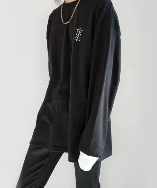 Dalfwin（ダールフィン）の「DECEMラベル配色ビッグ長袖Tシャツオーバーサイズ（Tシャツ/カットソー・レディース・ホワイト/ブラック・FREE）」の16枚目の写真