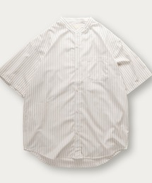 T/Cブロード バンドカラー半袖シャツ リラックスフィット/無地＆ストライプ/ユニセックス