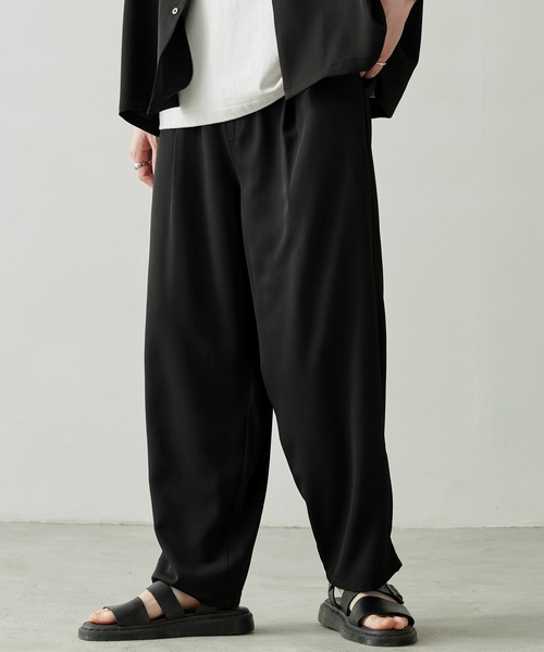 Anchor Smith（アンカー スミス）の「【 セットアップ 】綾トロ ビッグシルエット オープンカラー半袖シャツ＆タックワイドテーパードイージースラックスパンツ（セットアップ・メンズ・ブルーグレー/ブラウン/グリーン系/ベージュ/ブラック/グレー/ダークグレー/アイボリー/モカ/ブルー系・M/L）」の14枚目の写真