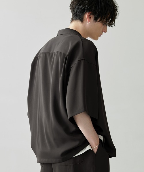 Anchor Smith（アンカー スミス）の「【 セットアップ 】綾トロ ビッグシルエット オープンカラー半袖シャツ＆タックワイドテーパードイージースラックスパンツ（セットアップ・メンズ・ブルーグレー/ブラウン/グリーン系/ベージュ/ブラック/グレー/ダークグレー/アイボリー/モカ/ブルー系・M/L）」の20枚目の写真