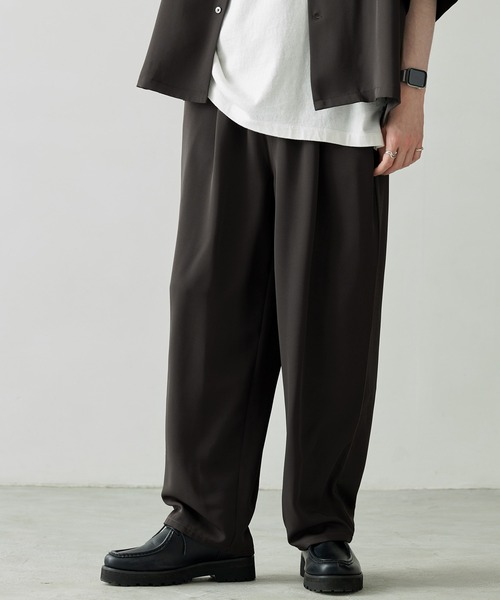 Anchor Smith（アンカー スミス）の「【 セットアップ 】綾トロ ビッグシルエット オープンカラー半袖シャツ＆タックワイドテーパードイージースラックスパンツ（セットアップ・メンズ・ブルーグレー/ブラウン/グリーン系/ベージュ/ブラック/グレー/ダークグレー/アイボリー/モカ/ブルー系・M/L）」の21枚目の写真