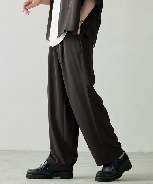 Anchor Smith（アンカー スミス）の「【 セットアップ 】綾トロ ビッグシルエット オープンカラー半袖シャツ＆タックワイドテーパードイージースラックスパンツ（セットアップ・メンズ・ブルーグレー/ブラウン/グリーン系/ベージュ/ブラック/グレー/ダークグレー/アイボリー/モカ/ブルー系・M/L）」の22枚目の写真