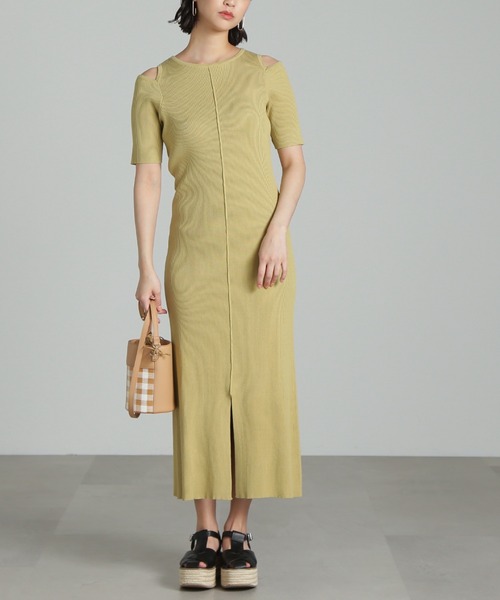 FREE'S MART（フリーズマート）の「◆肩スリット半袖リブニットワンピース（ワンピース・レディース・ブラック/ホワイト/イエロー・SMALL/MEDIUM）」の19枚目の写真