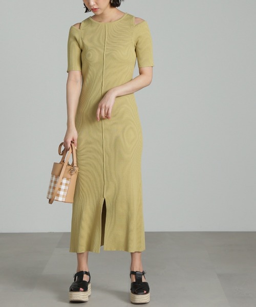 FREE'S MART（フリーズマート）の「◆肩スリット半袖リブニットワンピース（ワンピース・レディース・ブラック/ホワイト/イエロー・SMALL/MEDIUM）」の20枚目の写真