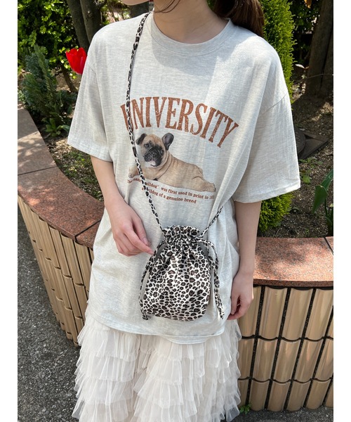 WC（ダブル シー）の「PUGプリントTシャツ（Tシャツ/カットソー・レディース・グレー/オートミール/ネイビー・FREE）」の3枚目の写真