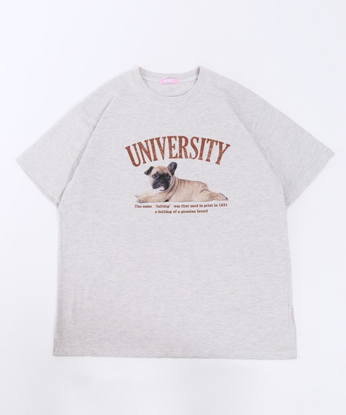 WC（ダブル シー）の「PUGプリントTシャツ（Tシャツ/カットソー・レディース・グレー/オートミール/ネイビー・FREE）」の6枚目の写真