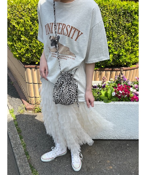 WC（ダブル シー）の「PUGプリントTシャツ（Tシャツ/カットソー・レディース・グレー/オートミール/ネイビー・FREE）」の9枚目の写真