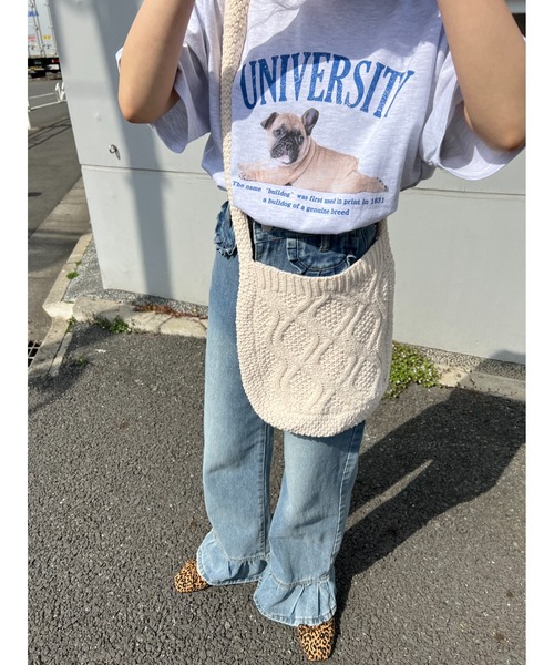 WC（ダブル シー）の「PUGプリントTシャツ（Tシャツ/カットソー・レディース・グレー/オートミール/ネイビー・FREE）」の12枚目の写真