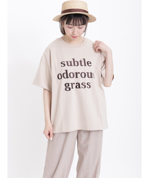 Samansa Mos2（サマンサ モスモス）の「ロゴ刺繍Tシャツ（Tシャツ/カットソー・レディース・ベージュ/チャコール/キナリ/ブラウン・ﾌﾘ-）」の4枚目の写真