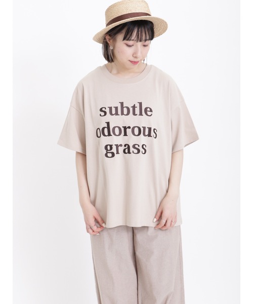 Samansa Mos2（サマンサ モスモス）の「ロゴ刺繍Tシャツ（Tシャツ/カットソー・レディース・ベージュ/チャコール/キナリ/ブラウン・ﾌﾘ-）」の8枚目の写真