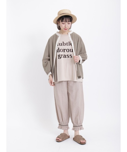 Samansa Mos2（サマンサ モスモス）の「ロゴ刺繍Tシャツ（Tシャツ/カットソー・レディース・ベージュ/チャコール/キナリ/ブラウン・ﾌﾘ-）」の10枚目の写真