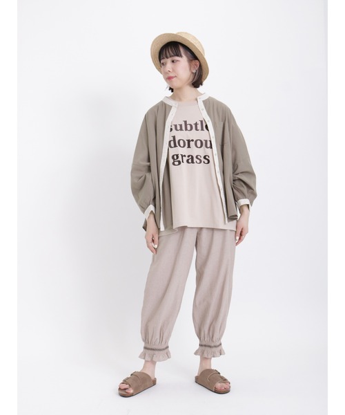 Samansa Mos2（サマンサ モスモス）の「ロゴ刺繍Tシャツ（Tシャツ/カットソー・レディース・ベージュ/チャコール/キナリ/ブラウン・ﾌﾘ-）」の12枚目の写真