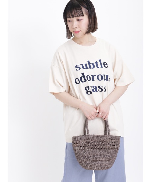 Samansa Mos2（サマンサ モスモス）の「ロゴ刺繍Tシャツ（Tシャツ/カットソー・レディース・ベージュ/チャコール/キナリ/ブラウン・ﾌﾘ-）」の13枚目の写真