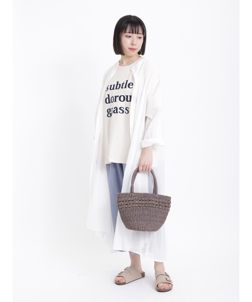 Samansa Mos2（サマンサ モスモス）の「ロゴ刺繍Tシャツ（Tシャツ/カットソー・レディース・ベージュ/チャコール/キナリ/ブラウン・ﾌﾘ-）」の14枚目の写真