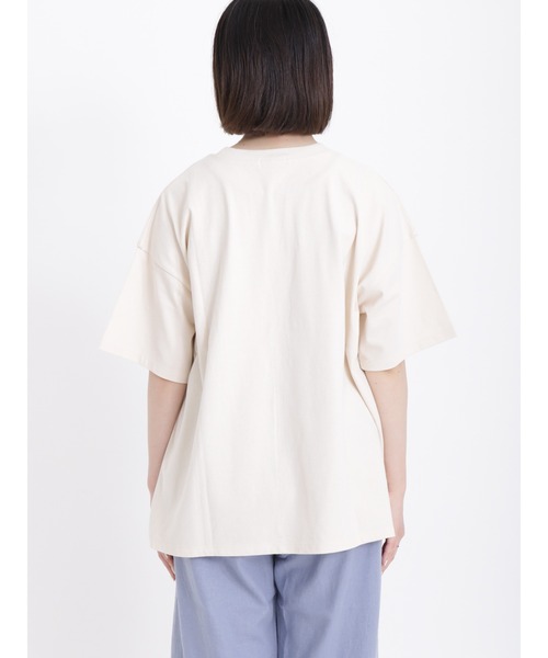 Samansa Mos2（サマンサ モスモス）の「ロゴ刺繍Tシャツ（Tシャツ/カットソー・レディース・ベージュ/チャコール/キナリ/ブラウン・ﾌﾘ-）」の19枚目の写真