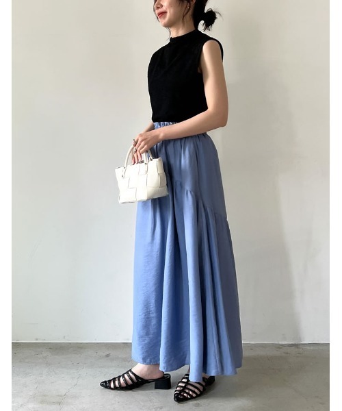 Re:EDIT（リエディ）の「[2023 SUMMER COLLECTION]カットジャガードプチハイネックノースリーブトップス（Tシャツ/カットソー・レディース・ホワイト/モカ/ブラック/ブルー・LARGE/MEDIUM）」の6枚目の写真