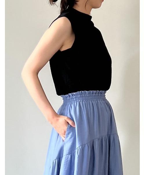 Re:EDIT（リエディ）の「[2023 SUMMER COLLECTION]カットジャガードプチハイネックノースリーブトップス（Tシャツ/カットソー・レディース・ホワイト/モカ/ブラック/ブルー・LARGE/MEDIUM）」の8枚目の写真