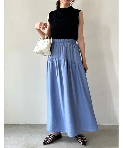 Re:EDIT（リエディ）の「[2023 SUMMER COLLECTION]カットジャガードプチハイネックノースリーブトップス（Tシャツ/カットソー・レディース・ホワイト/モカ/ブラック/ブルー・LARGE/MEDIUM）」の7枚目の写真