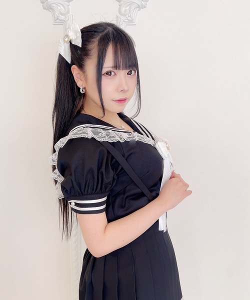 MA*RS(アメーバーマーズ)の「半袖ラインセーラーブラウス(シャツ/ブラウス・レディース・ピンク/ホワイト/ブラック・FREE)」の5枚目の写真